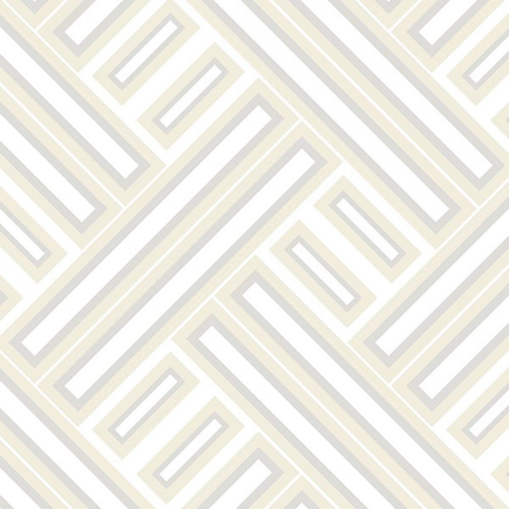 Patton Wallcoverings GX37604 GeometriX Rectangles Wallpaper in Tinted Cream Pearl, Yellow, Metallic Silver